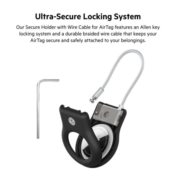 Фото - Чехол для беспроводного маяка Belkin Secure Holder with Wire Cable AirTag, Black (MSC009BTBK)